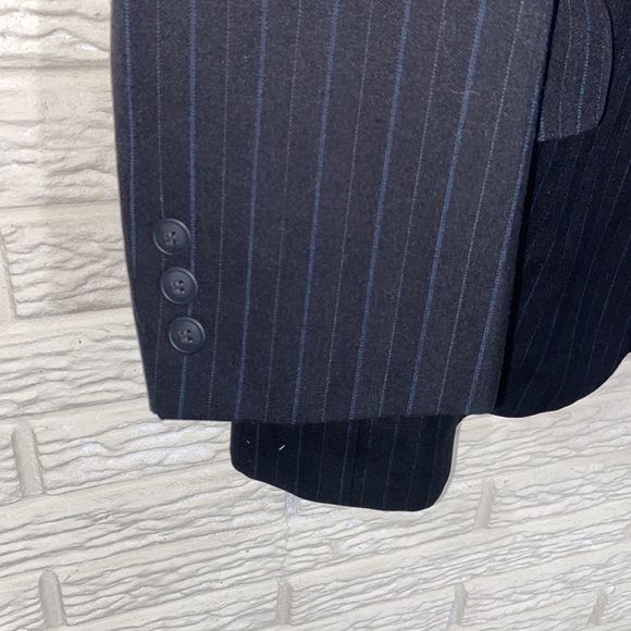 Hernando Trujillo Wool Blend Deep Navy Pinstripe Suit Jacket Size 44 - Picture 4 of 9